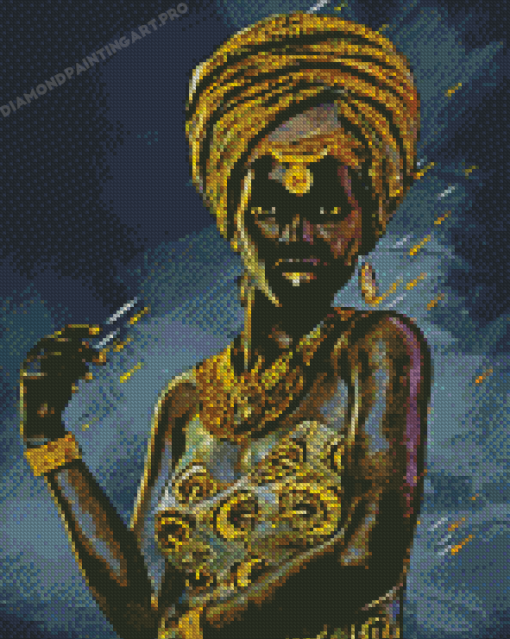 Aesthetic Black And Golden Woman Diamond Painting