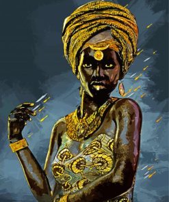 Aesthetic Black And Golden Woman Diamond Painting