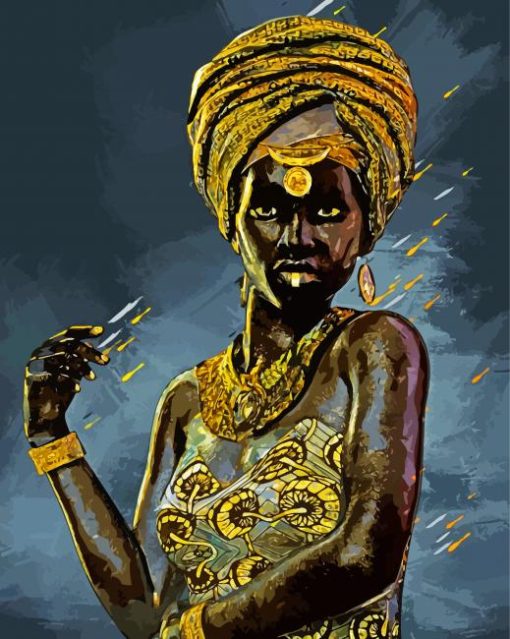 Aesthetic Black And Golden Woman Diamond Painting