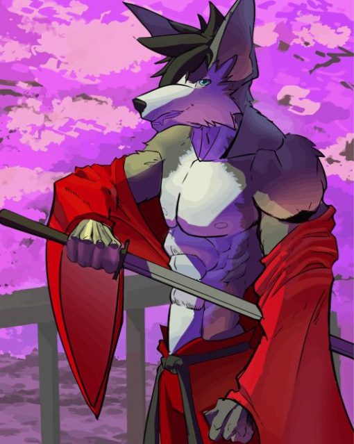 Anime Samurai Wolf Diamond Painting