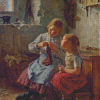 Art Knitting Girls Diamond Painting