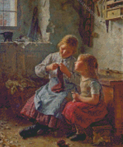 Art Knitting Girls Diamond Painting