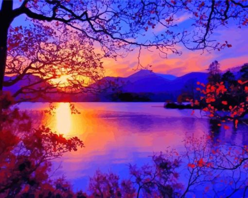 Autumn Sunset Over Lake Diamond Painting