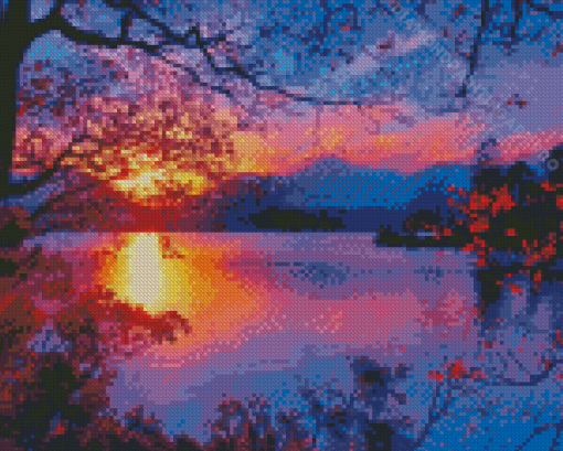 Autumn Sunset Over Lake Diamond Painting