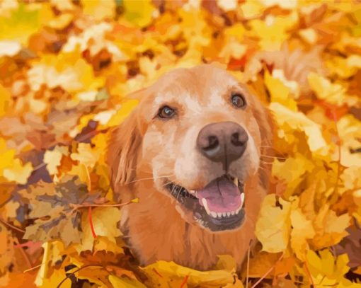 Autumn Golden Retriever Diamond Painting