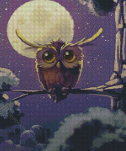 Baby Owl Moon Diamond Painting