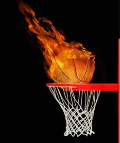 Basketball On Fire In Hoop Diamond Painting