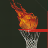 Basketball On Fire In Hoop Diamond Painting