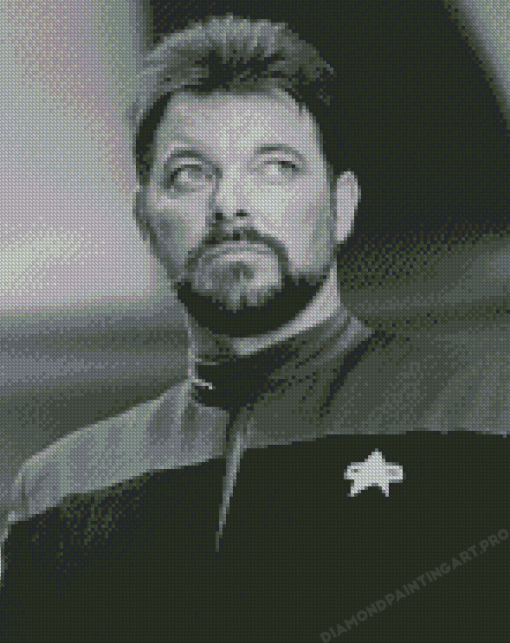 Black And White Commander Riker Diamond Painting