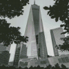 Black And White Freedom Tower Diamond Painting