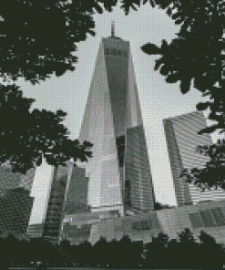 Black And White Freedom Tower Diamond Painting