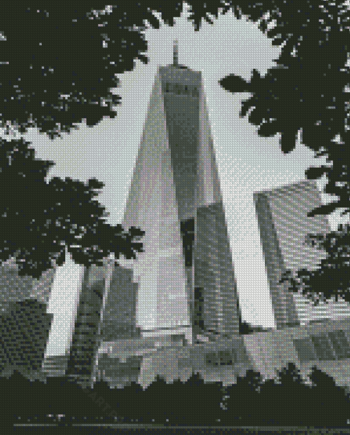 Black And White Freedom Tower Diamond Painting