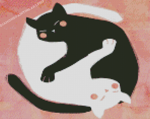 Black And White Yin And Yang Cats Diamond Painting