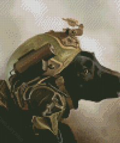 Black Army Dog Diamond Painting