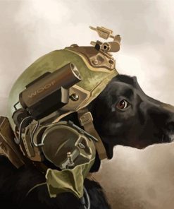 Black Army Dog Diamond Painting