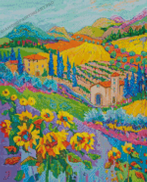 Abstract Tuscan Scene Diamond Painting