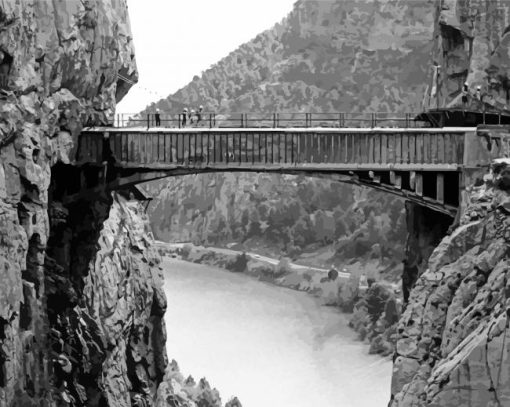 Black And White Caminito Del Rey Bridge Diamond Painting