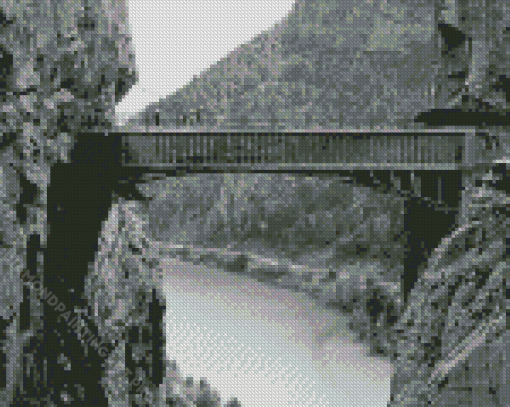 Black And White Caminito Del Rey Bridge Diamond Painting