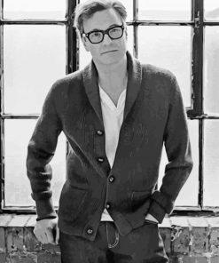 Black And White Stylish Colin Firth Diamond Painting