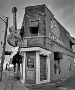 Black And White Sun Studio In Memphis Diamond Painting