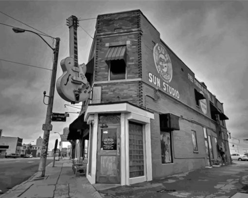 Black And White Sun Studio In Memphis Diamond Painting