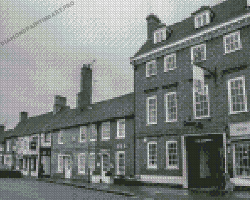 Black And White Amersham Buildings Diamond Painting