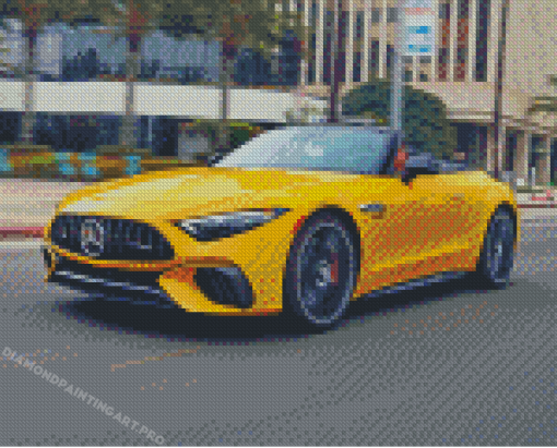 Yellow Mercedes Sl Diamond Painting