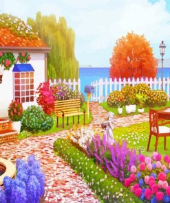 Blooming Garden House Diamond Painting