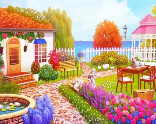 Blooming Garden House Diamond Painting