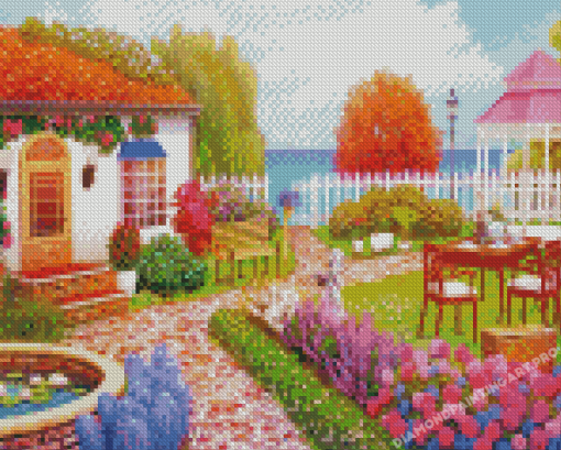 Blooming Garden House Diamond Painting