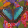 Blue Butterfly And Pink Orchid Diamond Painting