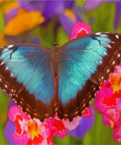 Blue Butterfly And Pink Orchid Diamond Painting