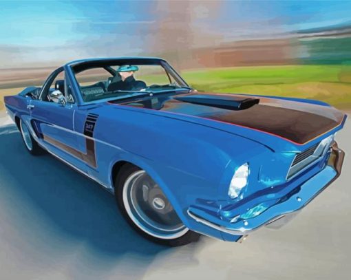 Blue Antique Ford Mustang Diamond Painting