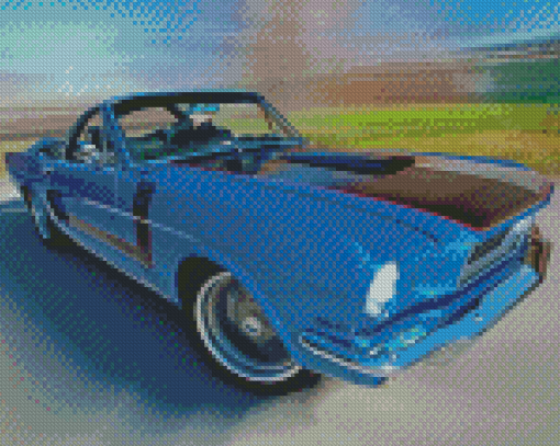 Blue Antique Ford Mustang Diamond Painting