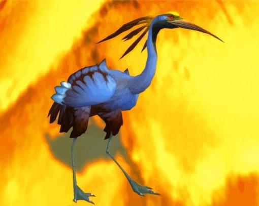 Blue Crane Cartoon Diamond Painting