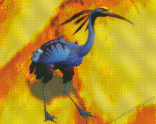 Blue Crane Cartoon Diamond Painting