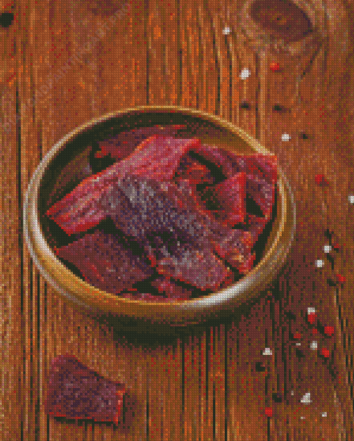 Bowl Of Beef Jerky Meat Diamond Painting