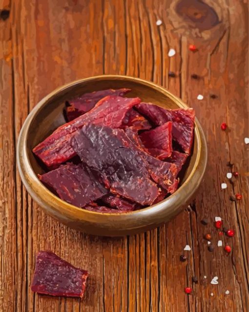 Bowl Of Beef Jerky Meat Diamond Painting