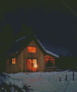 Cabin At Night Diamond Painting