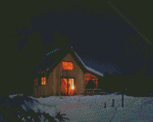 Cabin At Night Diamond Painting