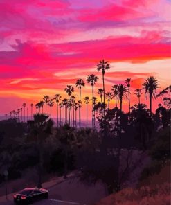 California Pink Sunset Diamond Painting