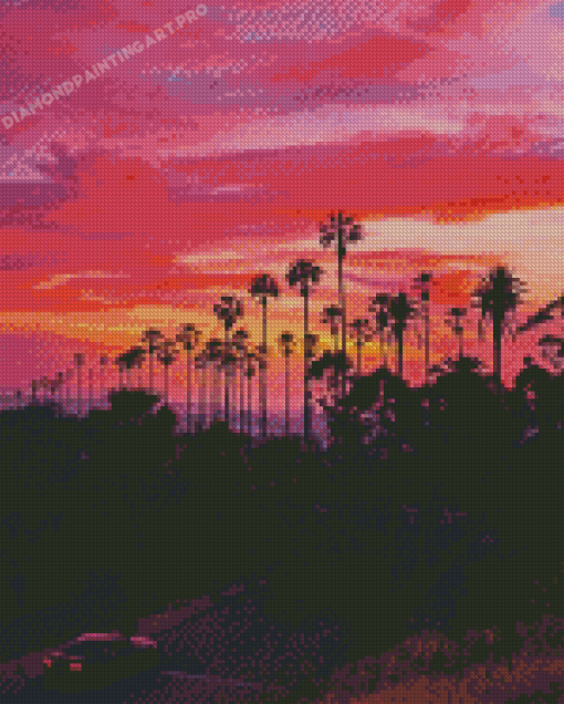 California Pink Sunset Diamond Painting