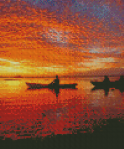 Canoe At Sunset Diamond Painting