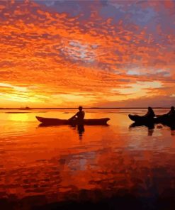 Canoe At Sunset Diamond Painting