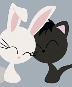 Cartoon Cat And Bunny Diamond Painting