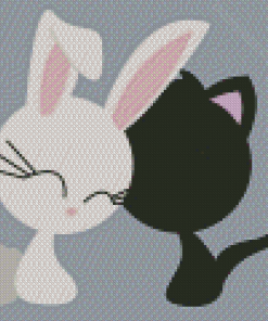 Cartoon Cat And Bunny Diamond Painting