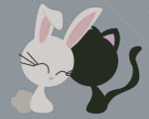 Cartoon Cat And Bunny Diamond Painting