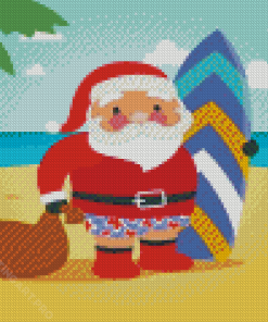 Cartoon Surfing Santa Diamond Painting