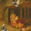 Chicken And Pigeons With Chicks Diamond Painting