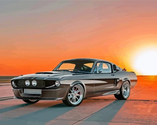 Classic Grey Shelby Mustang Car Diamond Painting